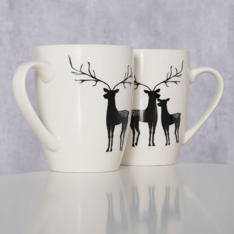 Laden Sie das Bild in Galerie -Viewer, Boltze home beker rendier h10,5cm zwart-wit