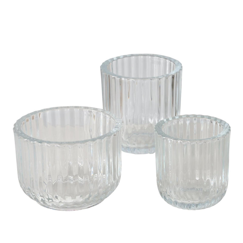 Afbeelding laden in galerijviewer, Boltze home theelichthouderset sikel 3-delig glas helder
