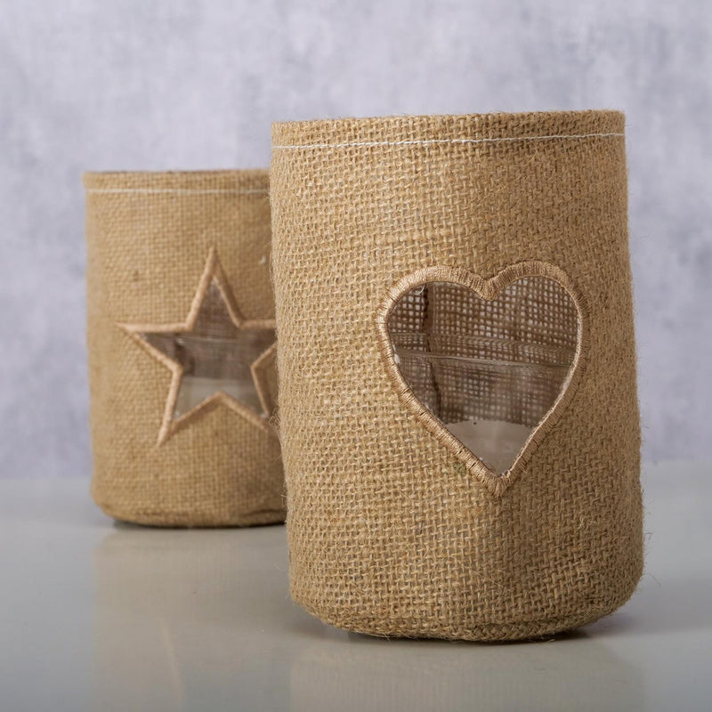 Afbeelding laden in galerijviewer, Boltze home windlicht finia helder glas jute øh15cm