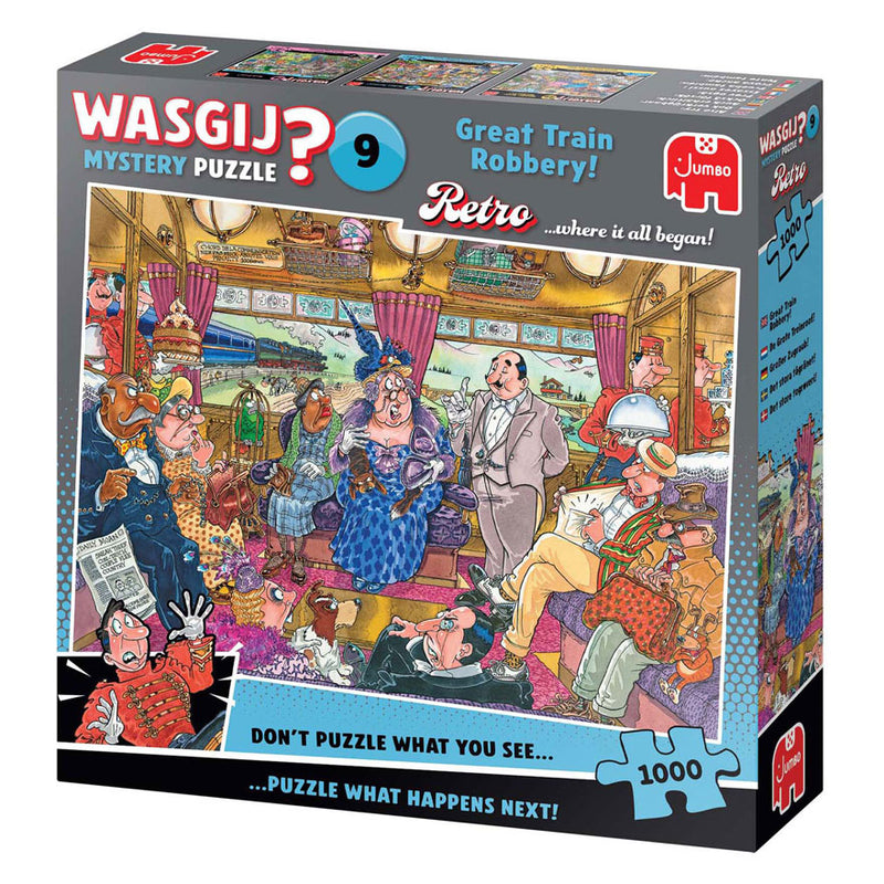 Afbeelding laden in galerijviewer, Wasgij retro mystery 9 legpuzzel - de grotere treinroof, 1000st.