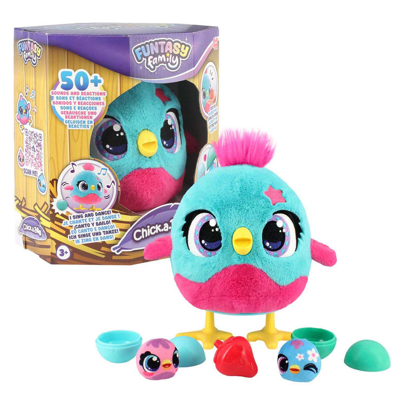 Afbeelding laden in galerijviewer, Funtasy family jumbo - - chick-a-boo - vanaf 3 jaar - interactieve knuffel - speelgoed met geluid - zingt, danst en legt kuikens