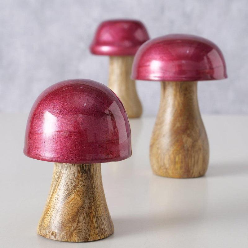 Afbeelding laden in galerijviewer, Boltze home decoratief beeld paddenstoel ella 3-delig h7-11cm mangohout rood