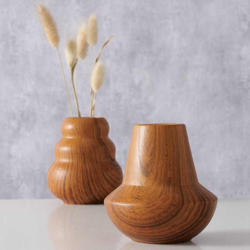 Laden Sie das Bild in Galerie -Viewer, Boltze home vaas keramiek houtlook h10,5 cm