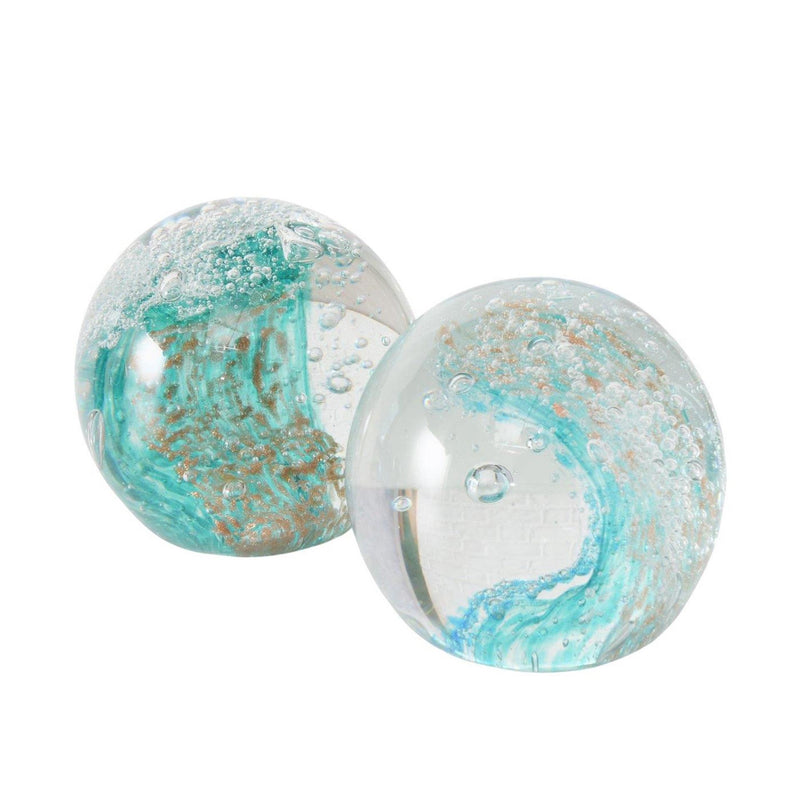 Laden Sie das Bild in Galerie -Viewer, Boltze home deco papier gewicht turkoois glas ø8cm