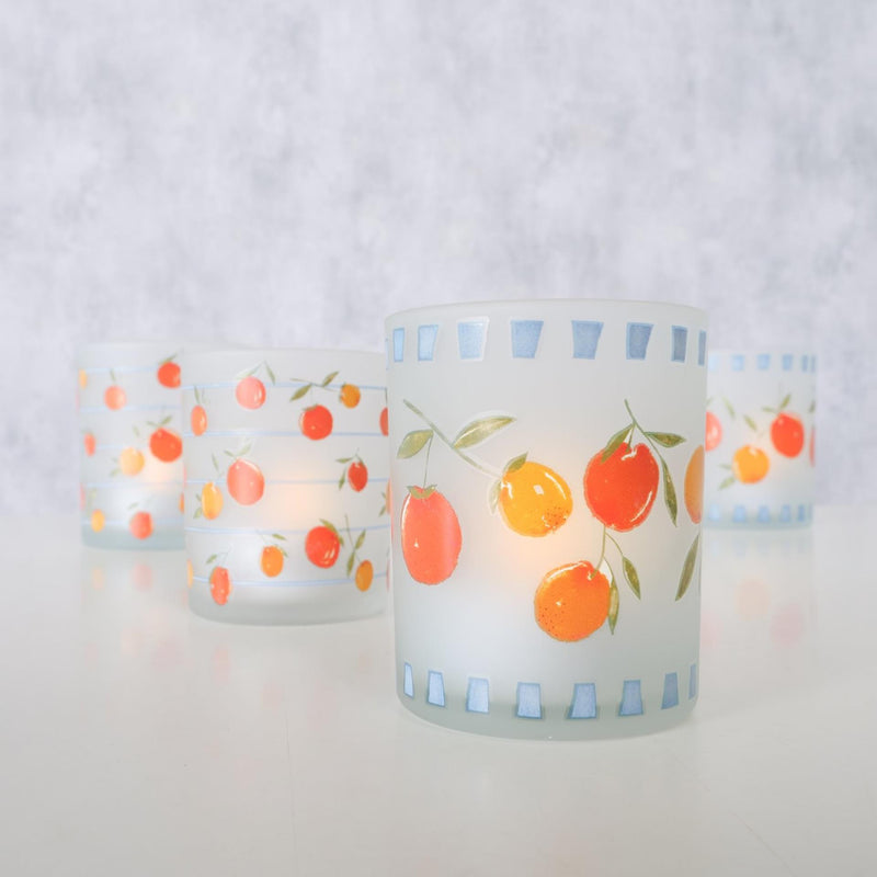 Afbeelding laden in galerijviewer, Boltze home windlicht sinaasappel 2-delig 7x8,5cm en 9x10cm glas
