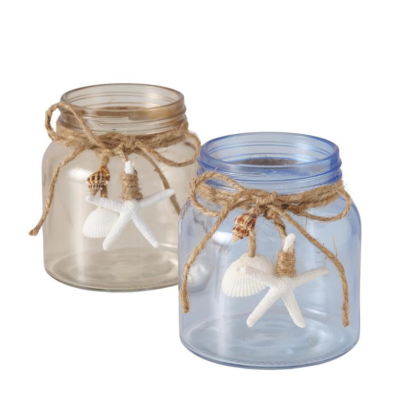 Afbeelding laden in galerijviewer, Boltze home windlicht calas met zee decoratie dia11x11,5cm glas blauw bruin