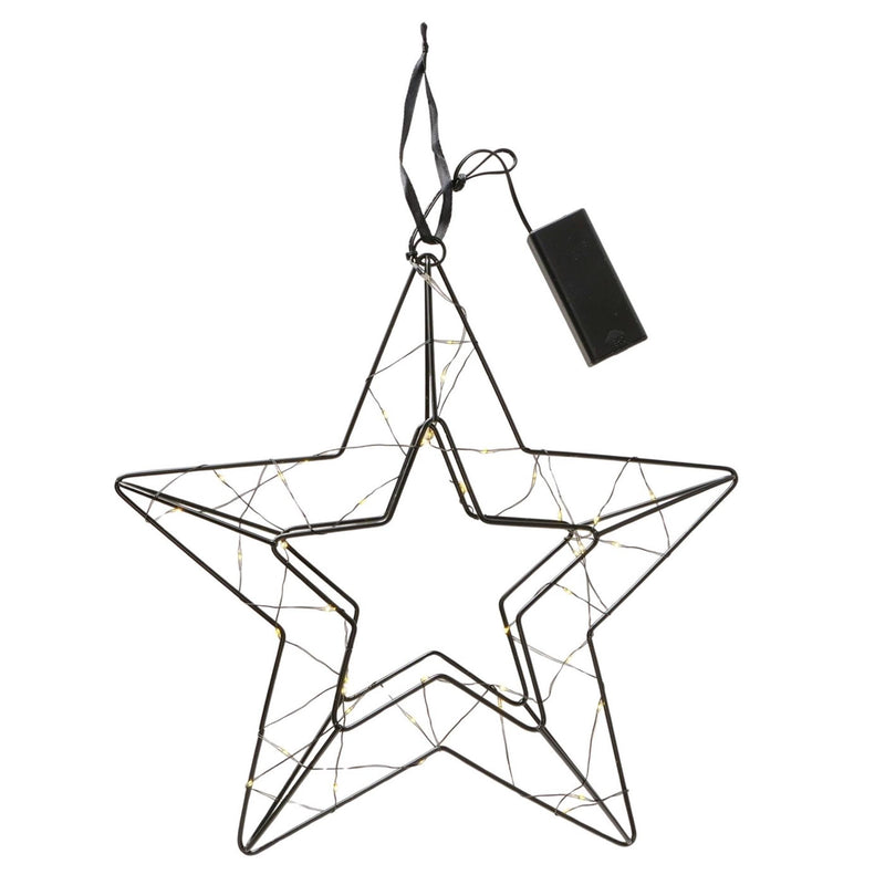 Afbeelding laden in galerijviewer, Boltze home decohanger led ster elvira zwart 29,5x30x6cm
