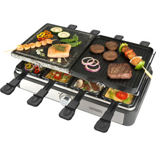 Laden Sie das Bild in Galerie -Viewer, Bourgini gourmette raclette stone grill 8p