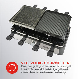 Laden Sie das Bild in Galerie -Viewer, Bourgini gourmette raclette stone grill 8p