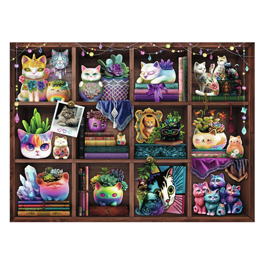 Afbeelding laden in galerijviewer, Ravensburger puzzel cubby cats and succulents - legpuzzel - 500 stukjes