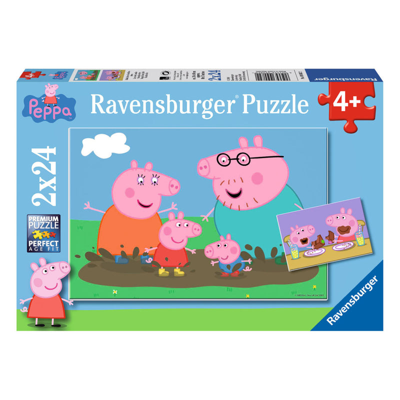 Load image into Gallery viewer, Ravensburger legpuzzel gelukkige familie peppa pig, 2x24st.