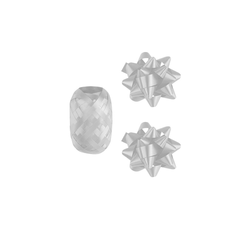 Cargue la imagen en el visor de la galería, Paperdreams cadeauversieringset - zilver 2 strikken met 20 meter krullint