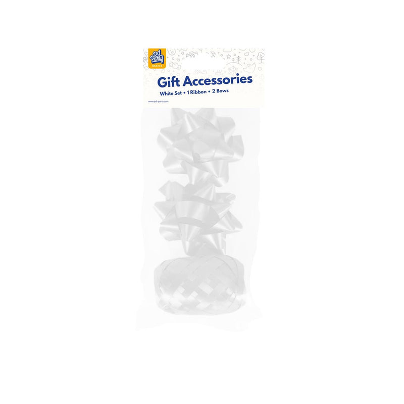 Cargue la imagen en el visor de la galería, Paperdreams cadeauversieringset - wit 2 strikken met 20 meter krullint