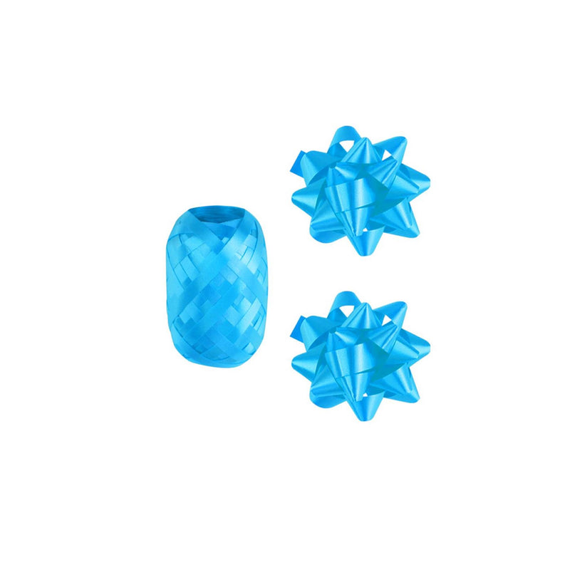 ギャラリービューアに画像をロードする, Paperdreams cadeauversieringset - baby blauw 2 strikken met 20 meter krullint