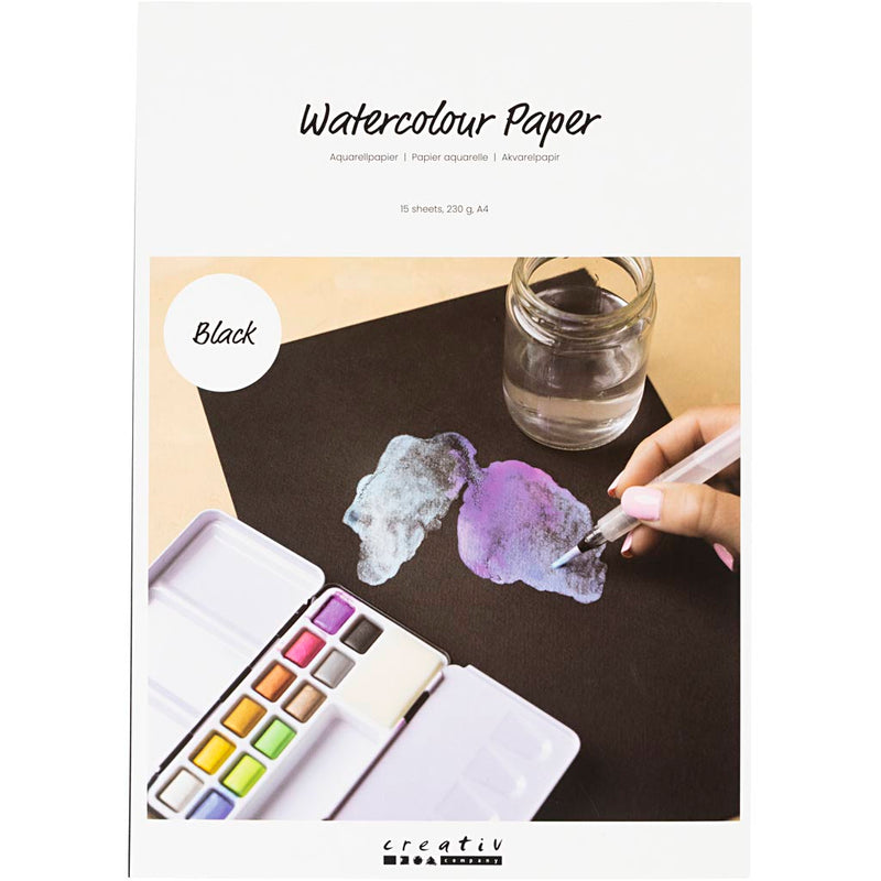 Load image into Gallery viewer, Creativ company https: www.cchobby.nl aquarelpapier-a4-vel-210x297-mm-230-gr-zwart-15-vel-1-doos