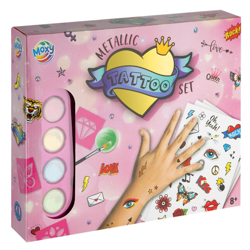Afbeelding laden in galerijviewer, Moxy metallic tattoo set incl. stencils,