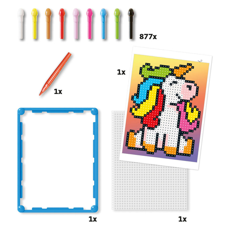 Afbeelding laden in galerijviewer, Quercetti pixel art mozaïek eenhoorn 880dlg educatief speelgoed.