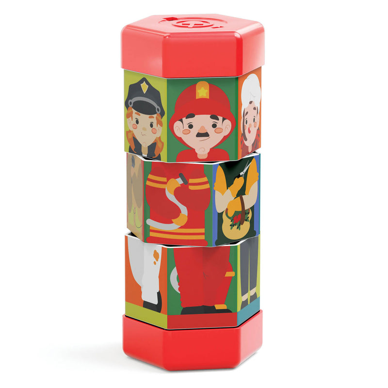Load image into Gallery viewer, Quercetti tubo mix match roterende puzzel kinderen en beroepen