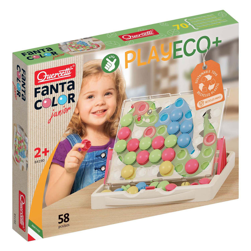 Afbeelding laden in galerijviewer, Quercetti play eco+ fantacolor insteek mozaïek junior (58-delig)