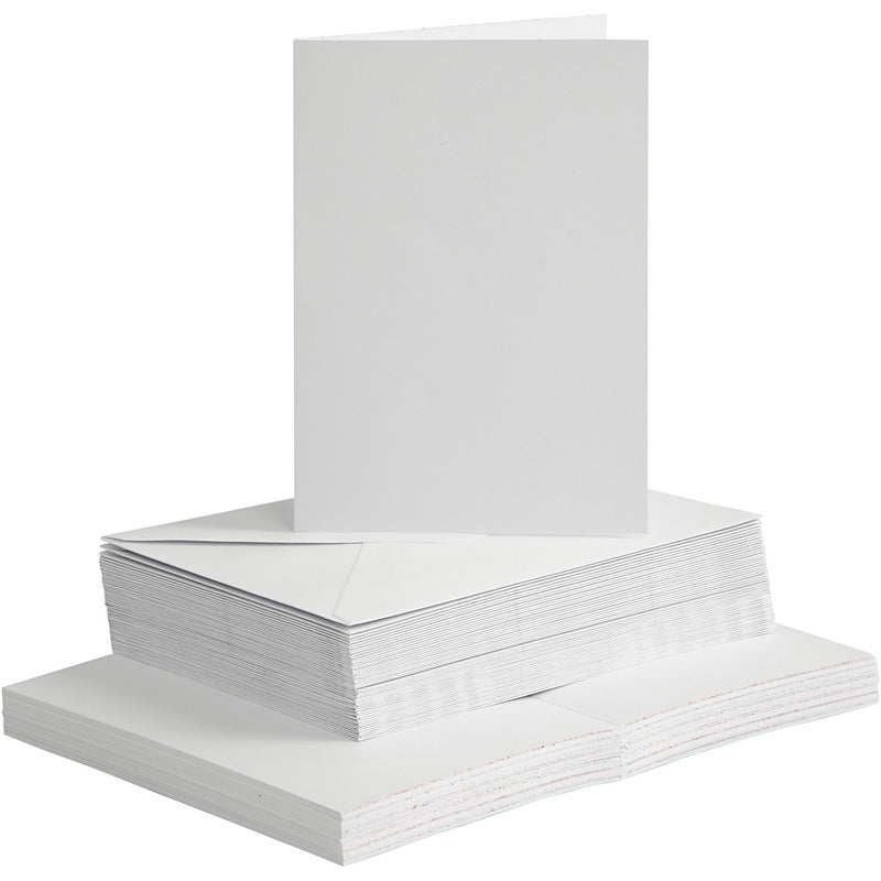 Load image into Gallery viewer, Creativ company kaarten en enveloppen, afmeting kaart 10,5x15 cm, afmeting envelop 11,5x16,5 cm, 120+240 gr, wit, 50 set 1 doos