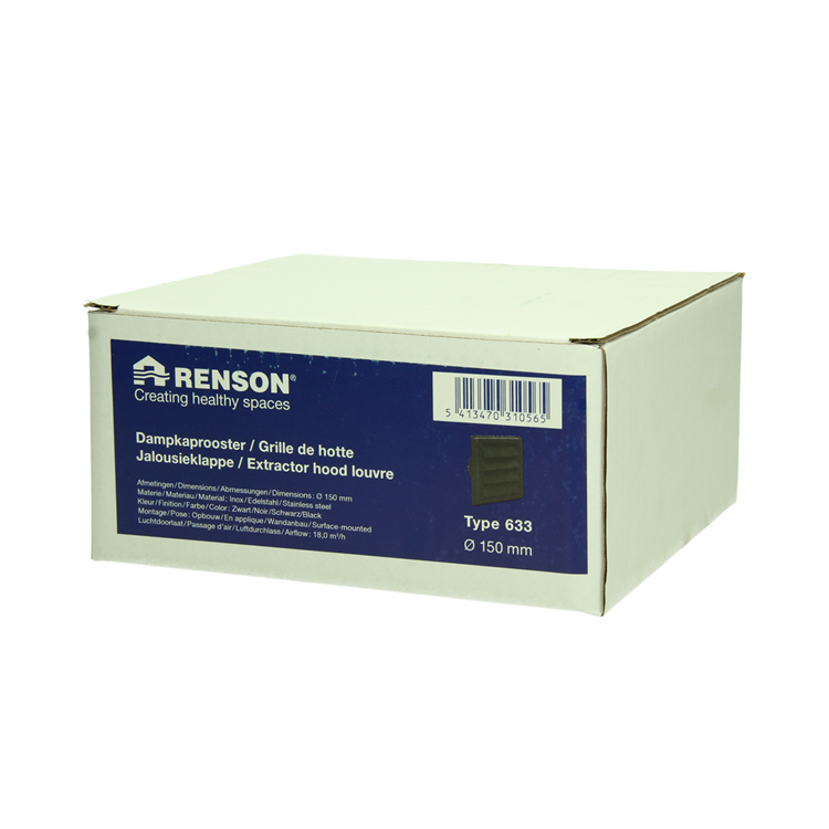Afbeelding laden in galerijviewer, Renson 1068947 - inbouw dampkaprooster 633 inox zwart (dia 150) | 2 stuks
