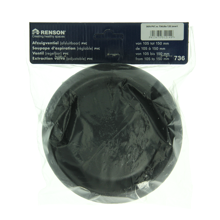 Afbeelding laden in galerijviewer, Renson 1068945 - inbouw afzuigventiel pvc 736 (dia 125) str 9005 (zwart) | 2 stuks