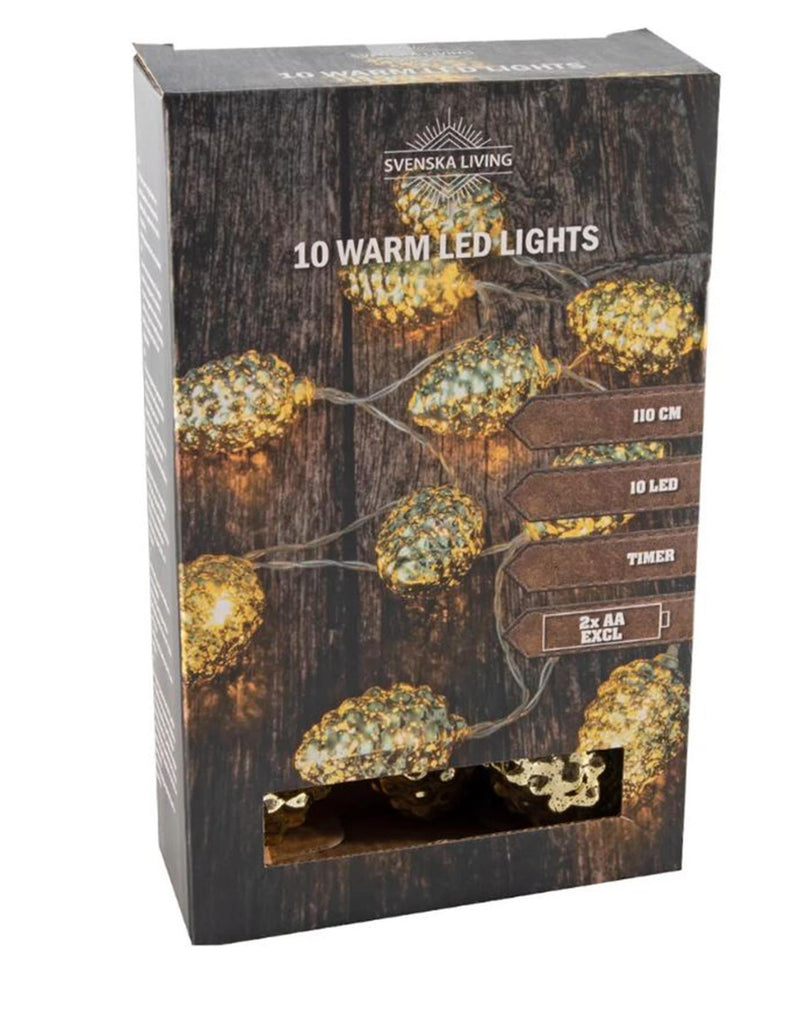 Load image into Gallery viewer, Svenska living led velichtingsnoer dennenappels goud