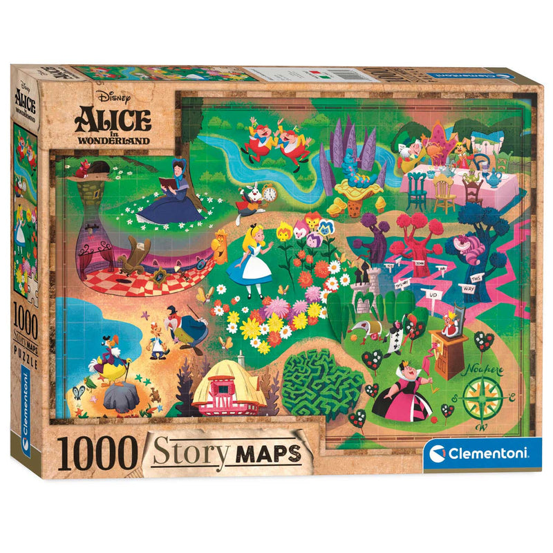 Cargue la imagen en el visor de la galería, Clementoni Wereldkaart Puzzel Alice in Wonderland, 1000st.