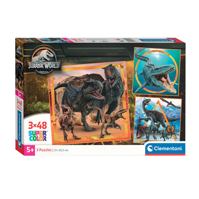 Laden Sie das Bild in Galerie -Viewer, Clementoni legpuzzel super color vierkant jurassic world, 3x48st.