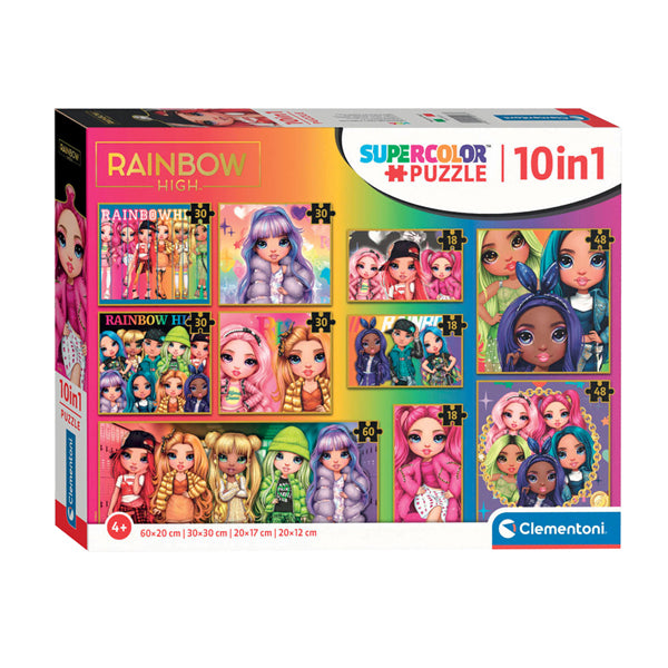 Load image into Gallery viewer, Clementoni legpuzzel super color 10in1 rainbow high