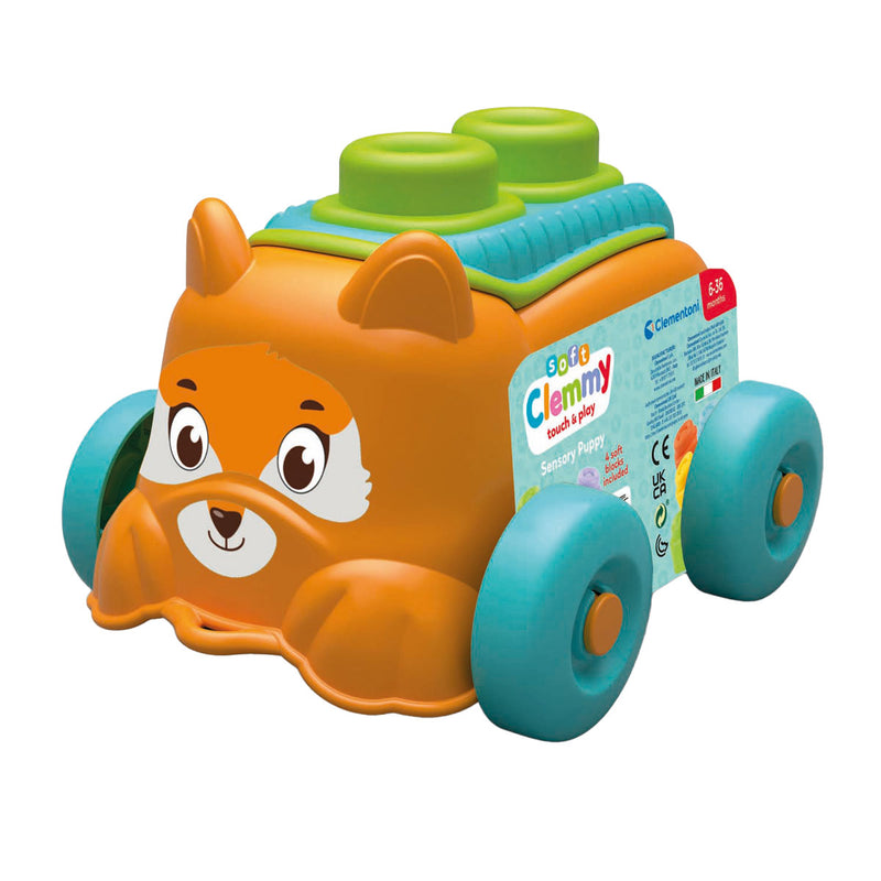 Load image into Gallery viewer, Clementoni baby - clemmy sensory puppy oranje met soft blokken, 5dlg.