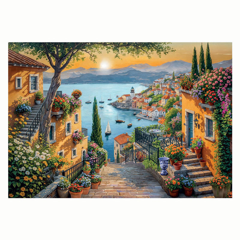 Afbeelding laden in galerijviewer, Clementoni legpuzzel kunst trappetje naar de haven, 1500st.