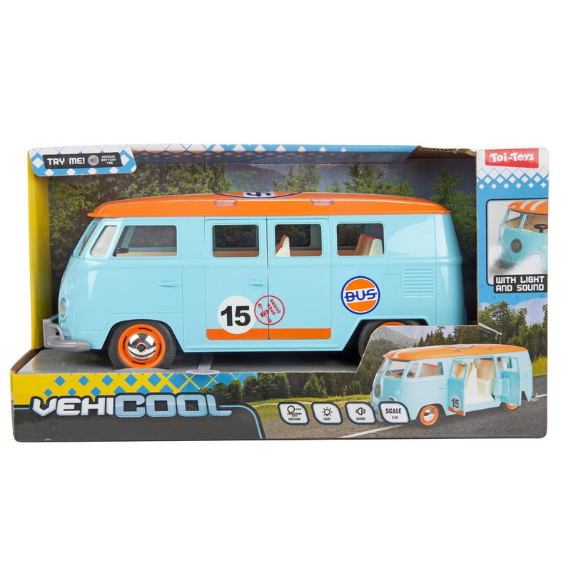Cargue la imagen en el visor de la galería, Toi-toys vehicool retro bus 27cm -frictie,licht en geluid