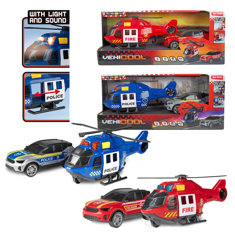 Chargez l'image dans la visionneuse de la galerie, Toi-toys vehicool hulpdienst helikopter 20cm en auto 12cm met licht en geluid