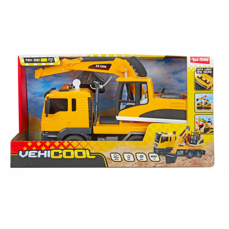 Laden Sie das Bild in Galerie -Viewer, Toi-toys vehicool graafmachine met licht en geluid - 25cm