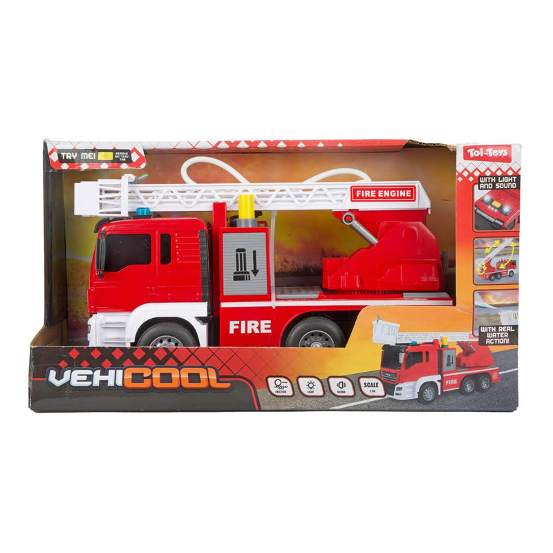Afbeelding laden in galerijviewer, Toi-toys vehicool brandweer ladderwagen 28cm met frictie