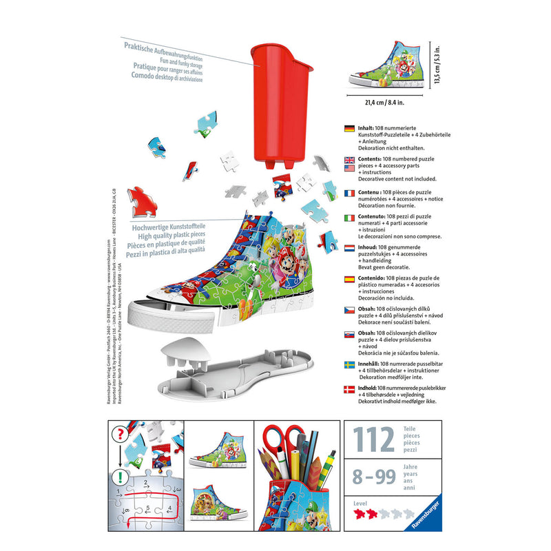 Afbeelding laden in galerijviewer, Ravensburger sneaker super mario - 3d puzzel - 108 stukjes