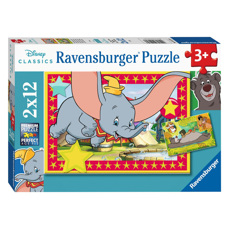 Load image into Gallery viewer, Ravensburger disney classics: dombo en jungleboek legpuzzel, 2x12st.