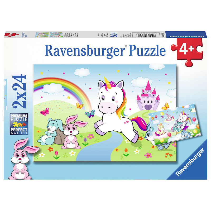 Load image into Gallery viewer, Ravensburger sprookjesachtige eenhoorn puzzel, 2x24st.