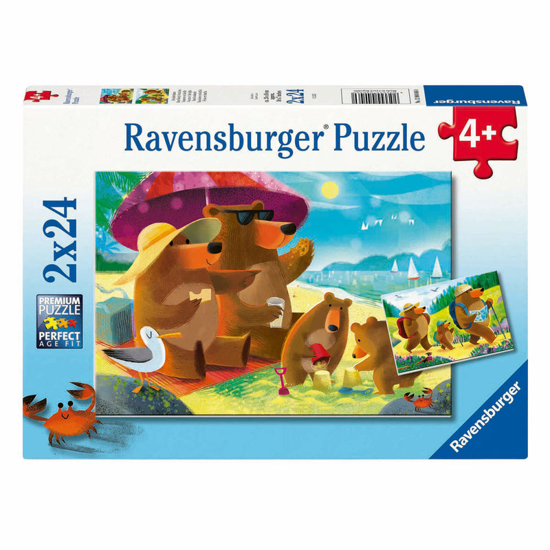 Load image into Gallery viewer, Ravensburger legpuzzel berenfamilie vakantie - 2x24st.