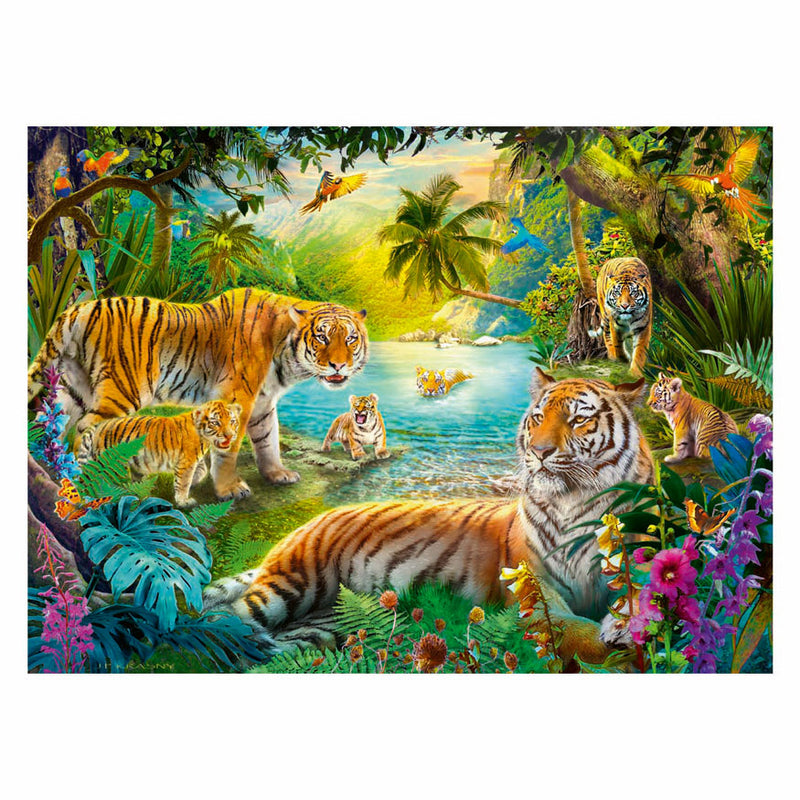 Chargez l'image dans la visionneuse de la galerie, Ravensburger legpuzzel tijgerfamilie in de oase - 500st.