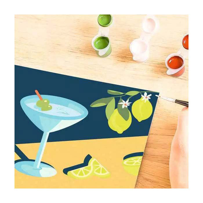 Afbeelding laden in galerijviewer, Ravensburger schilderen op nummer creatief pakket citroen canvas 20x20 cm.