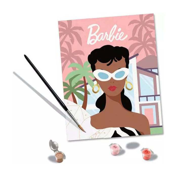 Afbeelding laden in galerijviewer, Ravensburger schilderen op nummer barbie 1959 creatief pakket volwassenen.