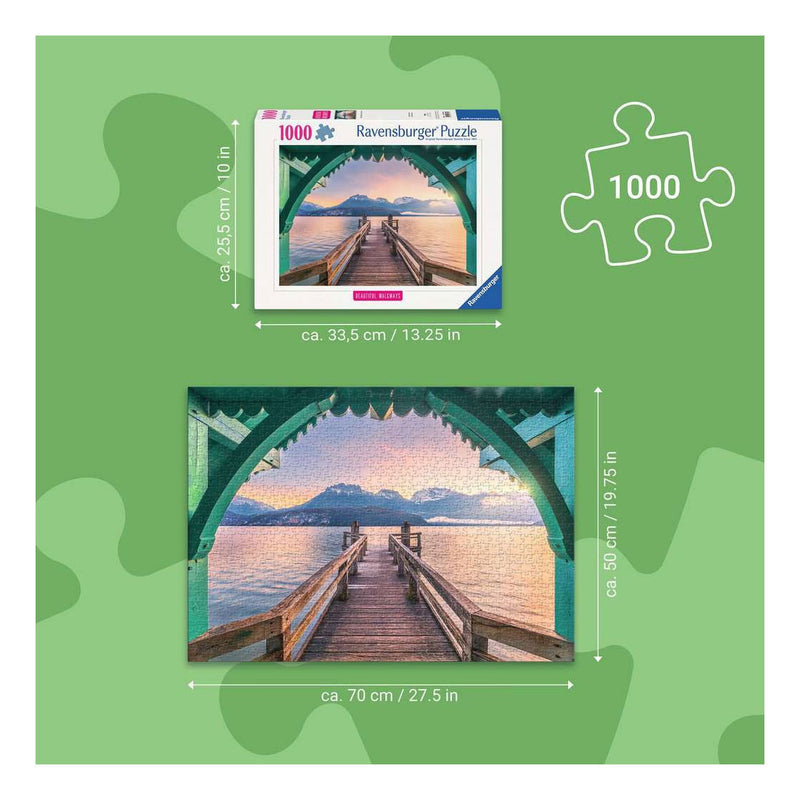 ギャラリービューアに画像をロードする, Ravensburger – legpuzzel – footbridge at lac d'annecy - 1000 stukjes – 70 x 50 cm