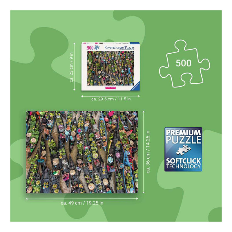 Afbeelding laden in galerijviewer, Ravensburger – drijvende markt, indonesië – legpuzzel – 500 stukjes