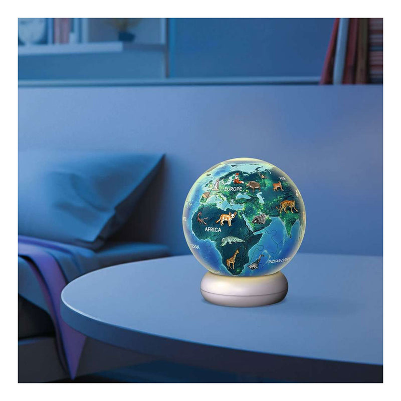 ギャラリービューアに画像をロードする, Ravensburger – aarde met diermotieven – 3d puzzle-ball nachtlicht – 73 stukjes