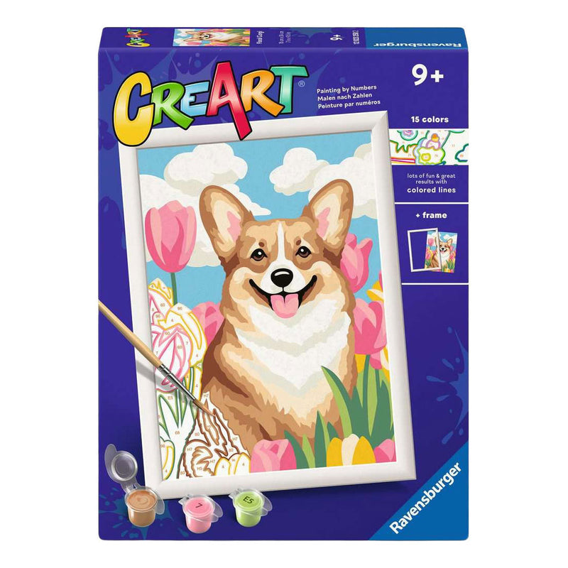 Load image into Gallery viewer, Ravensburger creart schilderen op nummer - bloemrijke corgi