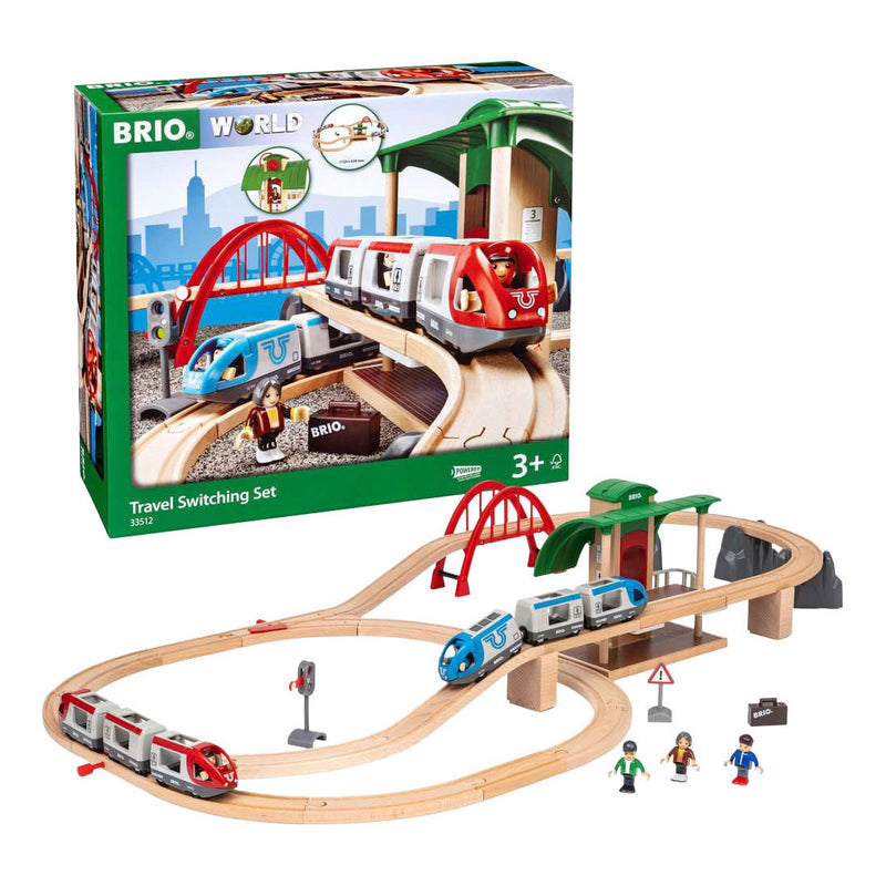 Afbeelding laden in galerijviewer, Ravensburger brio treinset met perron en twee treinen - 42dlg.