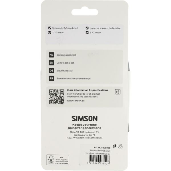 Afbeelding laden in galerijviewer, Simson remkabelset compleet universeel grijs rvs