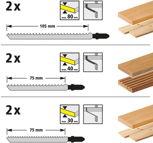 Load image into Gallery viewer, Wolfcraft decoupeerzaagblad-set | 12-delig | t-schaft | 1 set - 2377000